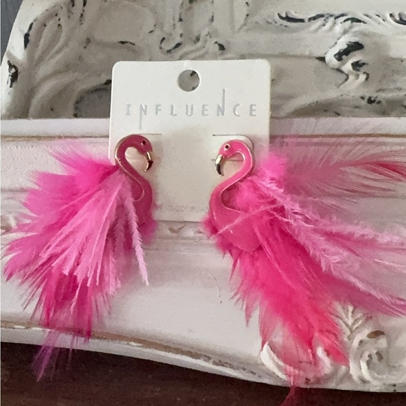 Jewelry - PINK FLAMINGO stud costume feather earrings